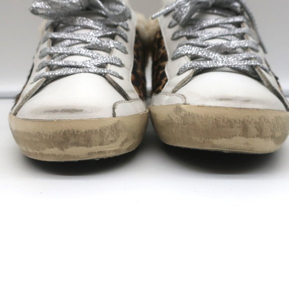 GOLDEN GOOSE SUPERSTAR SABOT SHEARLING SNEAKERS LEOPARD PRINT CALF HAIR SIZE 37 - Picture 4 of 10
